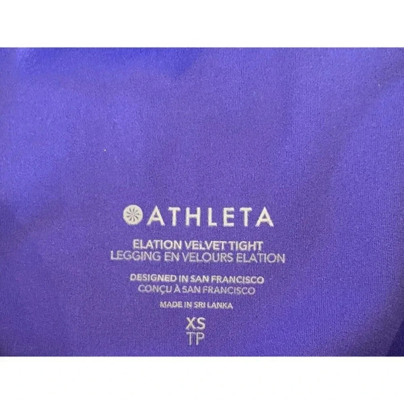 NWT Athleta Elation Velvet Tights Purple Extra Small XS New - Picture 2 of 4